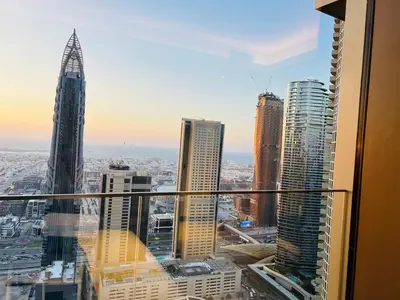 a view of a city from a skyscraper at The Address Residences Dubai Opera in Dubai