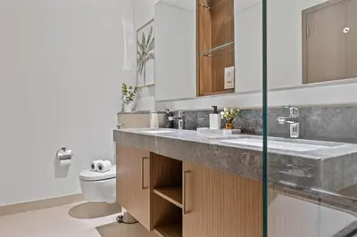 a bathroom with a sink and a toilet at 5242 Tower 2 - Chic Two Bedroom in Dubai