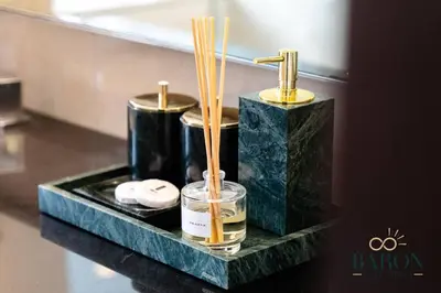 a black tray with chopsticks and a glass jar on a table at The Regal in Dubai