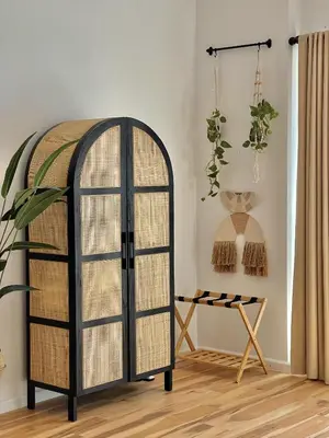 a black iron bunk bed in a room at Spacious Jlt High Floor Studio Wstunning Views in Dubai