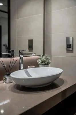 a bathroom sink with a white bowl on a counter at Clever Guest 018 JL Marina gate in Dubai