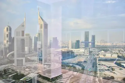 a view of a large city with tall buildings at Heart of DIFC: SKY Gardens Modern Chic Studio in Dubai