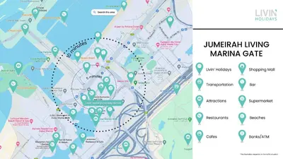 a map of the jengah living marmite gate at Livin' Holidays - Luxury apartment in Dubai Marina in Dubai