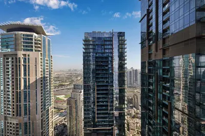 a view of some tall buildings in a city at Livin' Holidays - Luxury apartment in Dubai Marina in Dubai