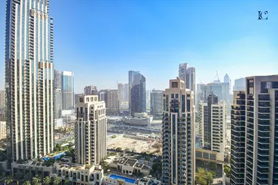 an aerial view of a city with tall buildings at Luxury Escapes - Modern Studio Apt with Balcony near Dubai Mall - 29 Blvd in Dubai