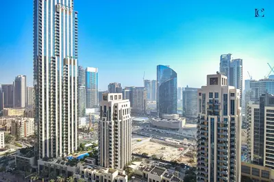 an aerial view of a city with tall buildings at Luxury Escapes - Modern Studio Apt with Balcony near Dubai Mall - 29 Blvd in Dubai