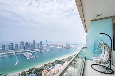 a view of the singapore river from a high rise building at Luxury 3BR in Ocean Heights, Dubai Marina by Deluxe Holiday Homes in Dubai