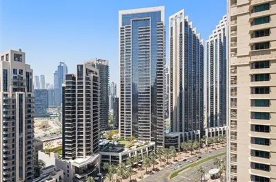 an aerial view of a city with tall buildings at Silkhaus Modern 1 BDR With Easy Access to Downtown in Dubai