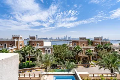 a view of the city from the roof of a building at Balqis Residences I Spacious and Modern 4BDR I Palm Jumeirah in Dubai