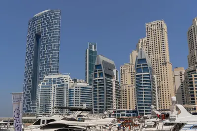 a view of a large city with tall buildings at Clever Guest 021 Condor Marina Star in Dubai
