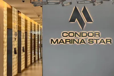 a sign for aordor marina star in a mall at Clever Guest 021 Condor Marina Star in Dubai
