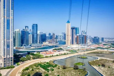 a view of a city skyline with skyscrapers at GuestReady - Contemporary studio in Business Bay in Dubai