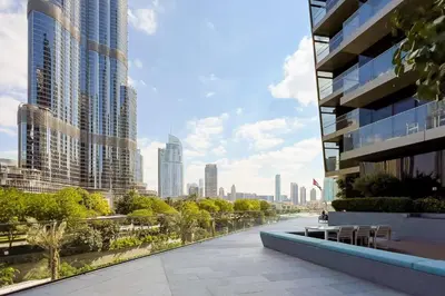 a view of a city skyline from a building at GuestReady - Glamorous place near Burj Khalifa in Dubai