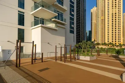 a building in a city with tall buildings at La Vie, JBR, Dubai in Dubai