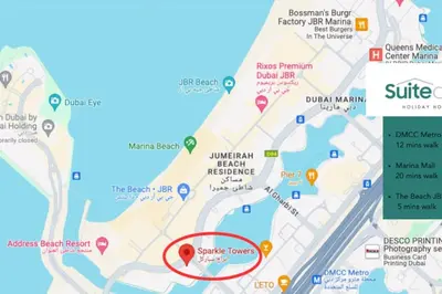 a map of where to stay in syracuse at Elegant studio in Sparkle Tower by Suiteable in Dubai