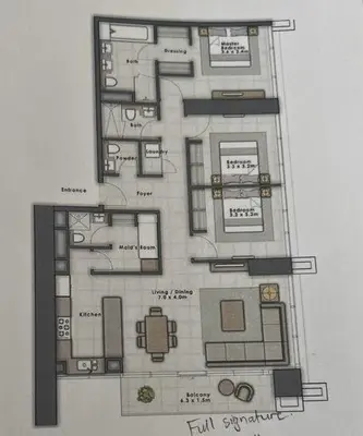 a drawing of a floor plan of aominiumominium at Elite Royal Apartment - Panoramic with Burj Khalifa & Full Fountain View - High Floor - Patron in Dubai