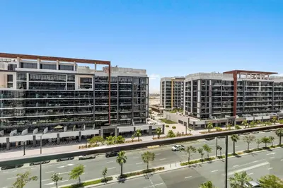 an aerial view of a city with tall buildings at Azizi Riviera 16 studio with Kitchenet - Ideal for monthly in Dubai