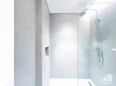 a bathroom with a shower with a glass door at Luxurious 1Bedroom Balcony & View Business bay in Dubai