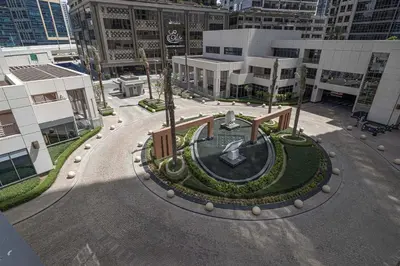 an aerial view of a street in a city at Lux 1BR,5 Min to Burj Khalifa In heart of Downtown - South Ridge Tower in Dubai