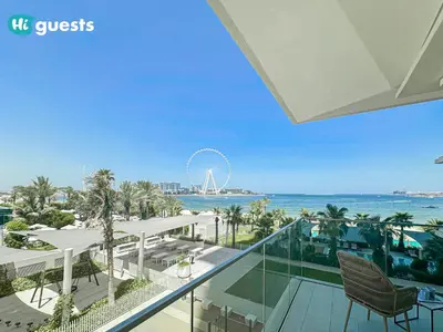 a view of the ocean from the balcony of a resort at HiGuests - Ocean Views and Comfort in La Vie, JBR in Dubai