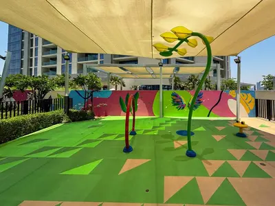 a painting of a playground in a building at Frank Porter - Aykon City Tower in Dubai