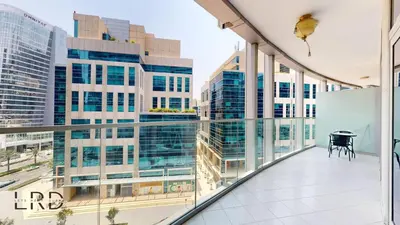 a balcony with a view of the city at Luxury Studio in Business Bay in Dubai