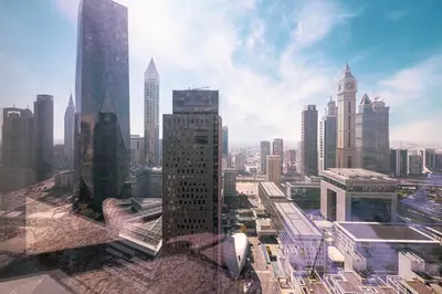 a view of a city with many tall buildings at Heart of DIFC 1 BR LUX - Exceptional View in Dubai