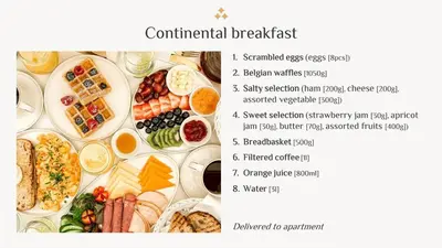 a collage of different types of breakfast foods at Elite Royal Apartment - Sky Series - Full Panoramic Burj Khalifa & Fountain View - Icon in Dubai