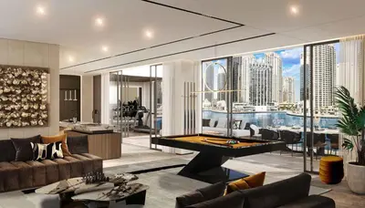 a living room with a ping pong table in it at Liv Residences - Spacious Two Bedroom in Dubai