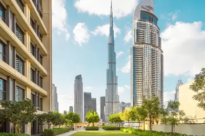 a rendering of the burj khalifa in dubai city at Elite Royal Apartment - Sky Series - Full Burj Khalifa & Fountain View - Noble in Dubai
