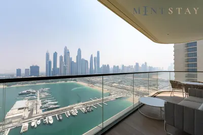 a view of the marina from the top of a building at Marina Vista 2, Emaar Beachfront - Mint Stay in Dubai
