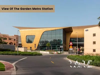 a view of the carnegie mellon metro station at Rare Holiday Homes - Mediterranean Cluster - Near Ibn Battuta Mall - Discovery Garden - Building# Med 49 - R514 in Dubai