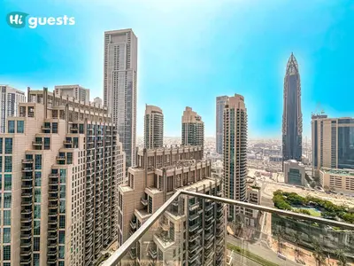 a view of a city skyline with tall buildings at HiGuests - Sky-High Experience Luxe Living on the 24th Floor in Dubai