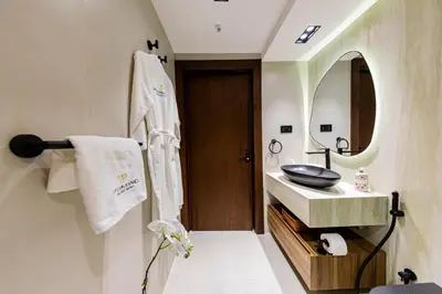 a bathroom with a sink and a mirror at VIP Experience Dubai Downtown at Boulevard Central T2 - Burj Khalifa View - Modern Luxury Apartments in Dubai