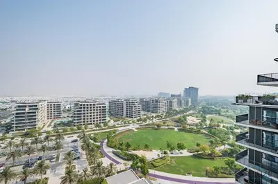 an aerial view of a city with tall buildings at Captivating 2BR Apartment in Park Ridge Tower C , Dubai Hills Estate by Deluxe Holiday Homes in Dubai