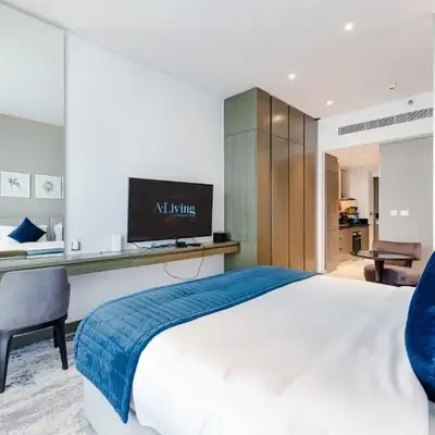 A Living-Modern Studio Apartment with Balcony & Canal view at Prive 2507B