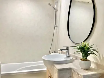 a bathroom with a sink and a mirror at Vacay Lettings - Bay Central Tower - Studio in Dubai