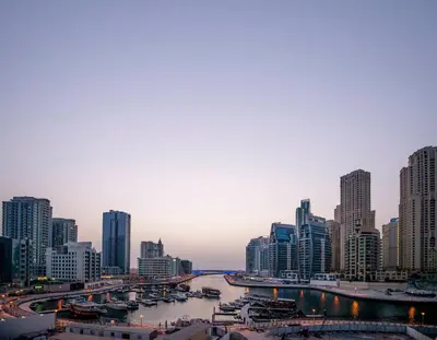 a view of a city with a river and buildings at Jannah Place Dubai Marina in Dubai
