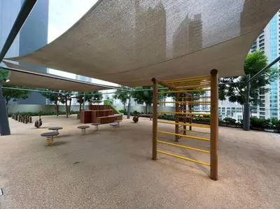 a pavilion with tables and chairs under a canopy at 2 BR Dubai Luxury apartment Full Burj Views in Dubai