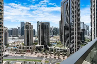 an aerial view of a city with tall buildings at Premium Home Minutes away from Burj Khalifa in Dubai