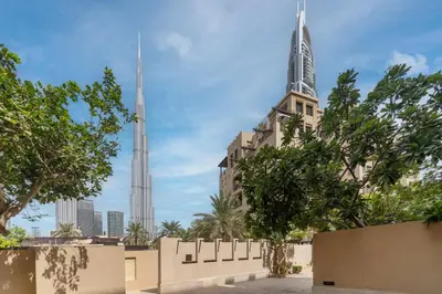 a view of the burj khalifa and the jumeirah towers at Yansoon 7,Oldtown-Downtown - 2BR & Maids Room - Allsopp&Allsopp in Dubai