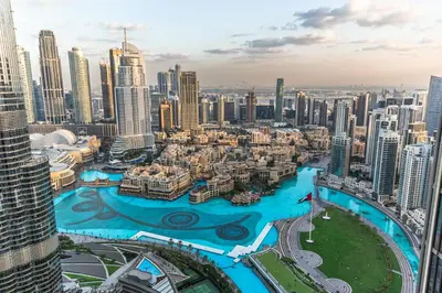 an aerial view of a city with tall buildings at Address Residence Opera, Downtown, Dubai in Dubai