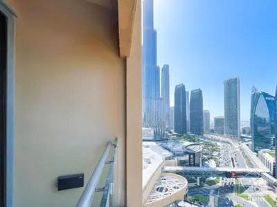 a view of a city skyline from a building at Dubai Mall Downtown Luxury stay with Balcony & View in Dubai