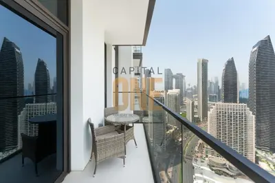 a balcony with a view of the city at Burj Khalifa View, Pool, Parking, 1BR, Downtown Dubai, Modern Furnished in Dubai