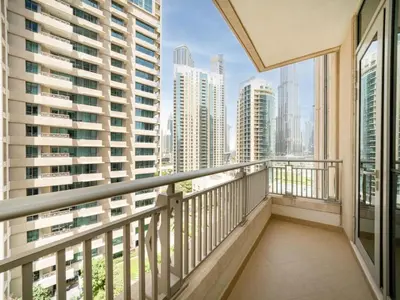 a balcony with a view of the city at Downtown 1 Bed - Burj Khalifa Balcony View in Dubai
