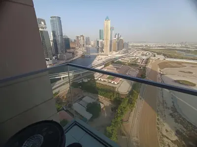 a view of a city from the top of a building at Al Quoz 2 Bed Budget Apartment in Dubai