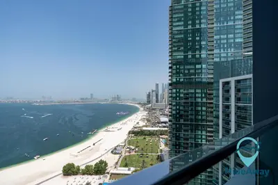a view of the beach from the top of a building at 3BR Best SeaView JBR Address Beach Resort in Dubai