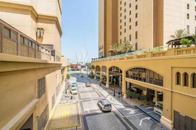 an aerial view of a street in a city with buildings at 1-BR Stunning Sea View Beachfront JBR in Dubai
