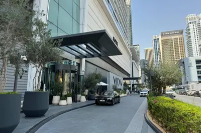 a car parked in front of a building at Vida Dubai Marina Residences in Dubai