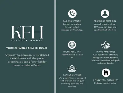 a brochure for a home improvements company at Kinfolk Homes - 5-Star Family Stay, 8 Minutes Walk to Dubai Mall & Burj Khalifa in Dubai